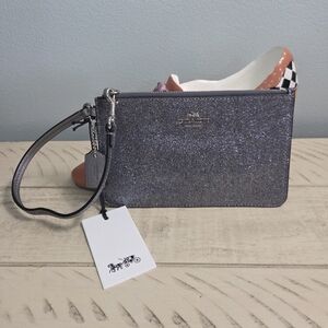 Coach Gray Glitter Wristlet Clutch,  NEW